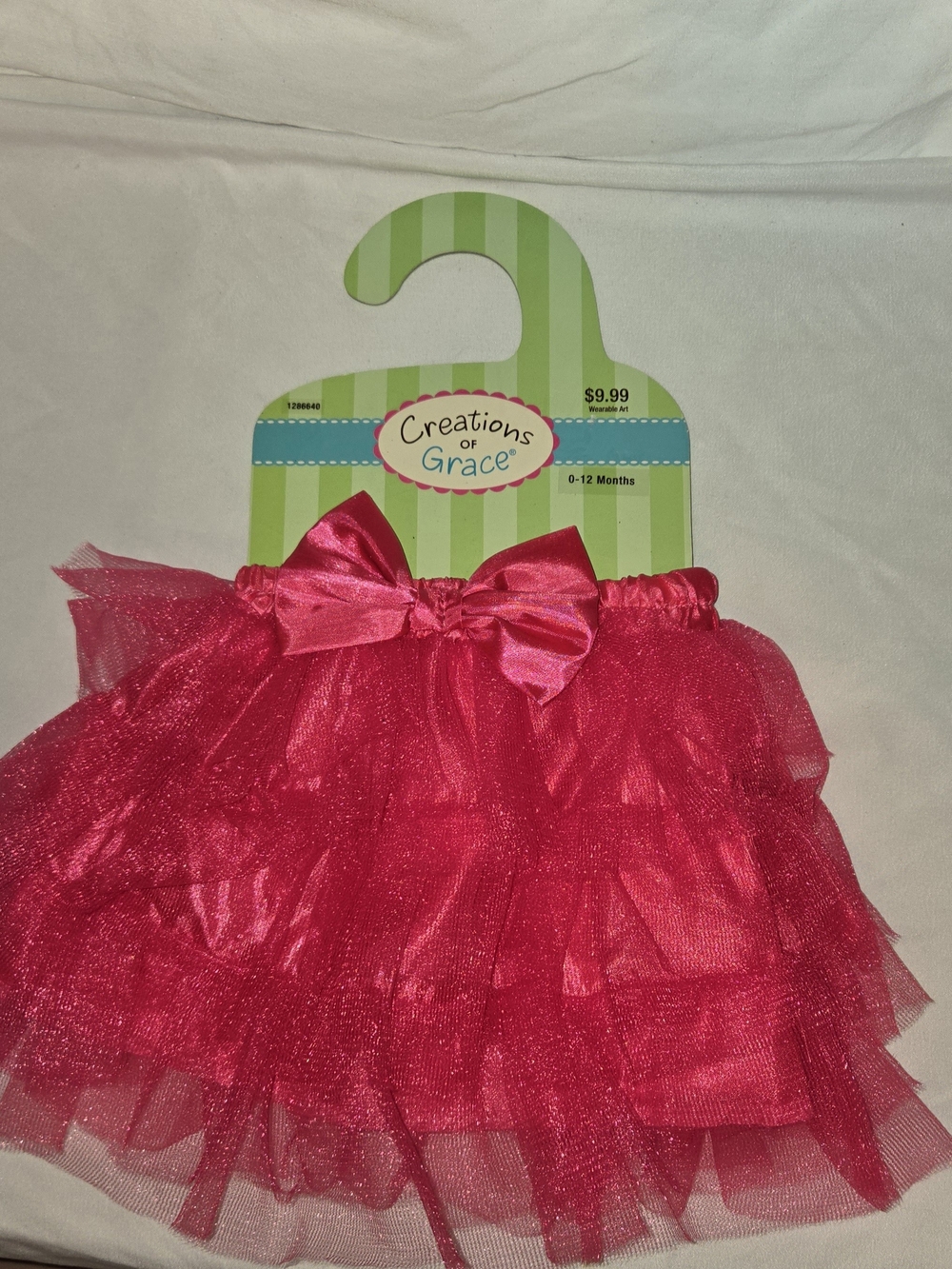 Creations Of Grace Hot Pink Tulle Dress with Bow SZ 0-12M